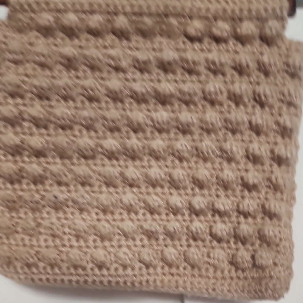 Vintage Hand Crocheted Wooden Handle Bag Coastal Grandma Boho Tote - Picture 11 of 11